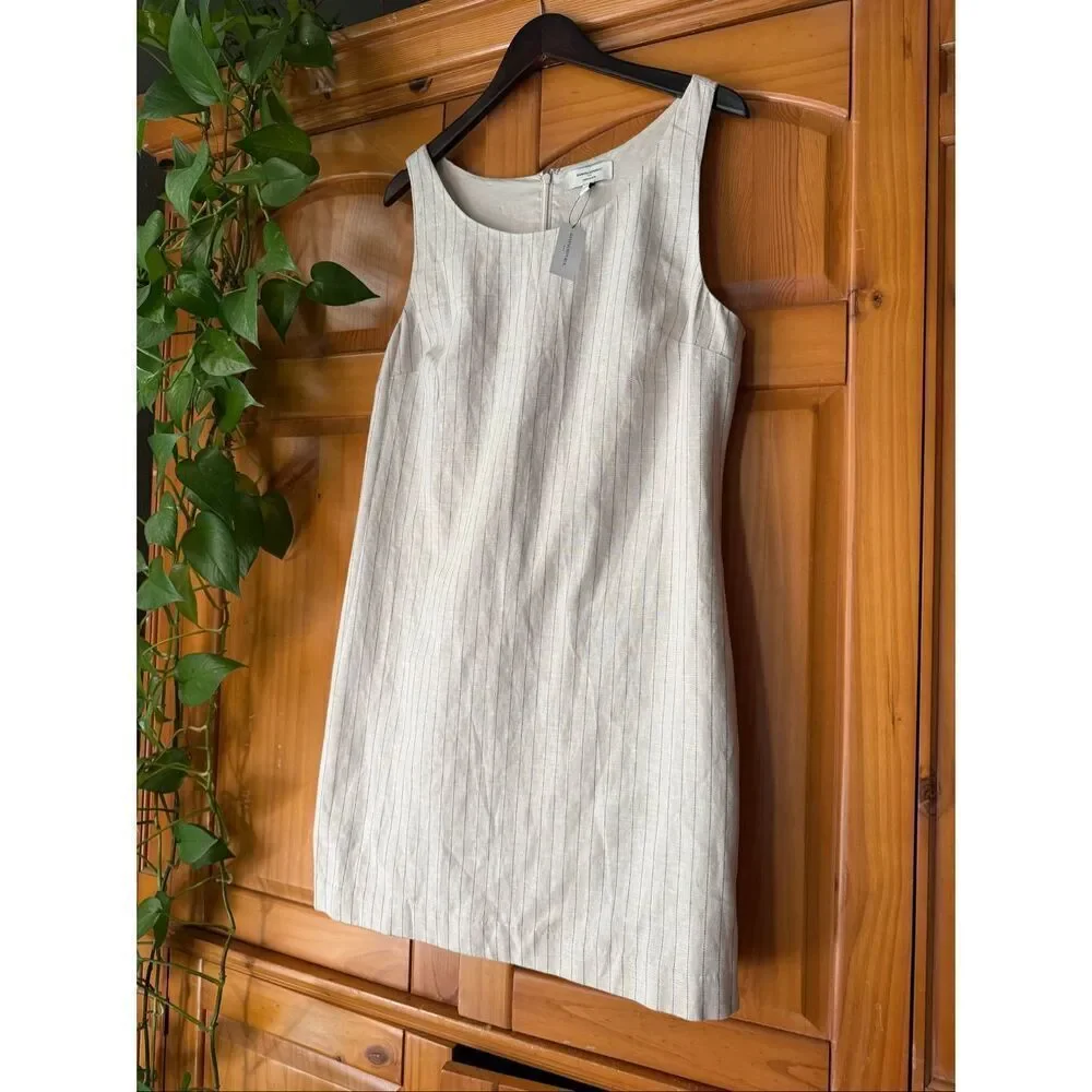 NWT •	Banana Republic Linen Blend Pinstripe Sheath Dress Women’s 16